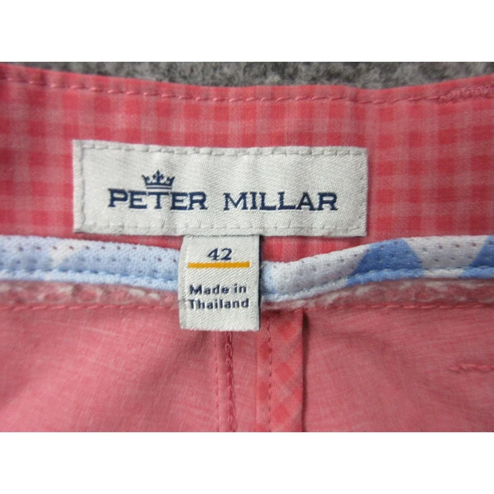 Peter Millar Shorts‎ Mens 42 Pink Golf Check Microfiber Chino Stretch Casual